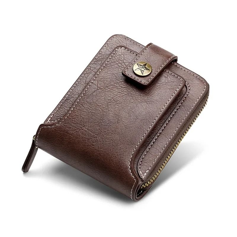 Luxury Leather RFID Mens Zipper Wallet with Coin Pocket