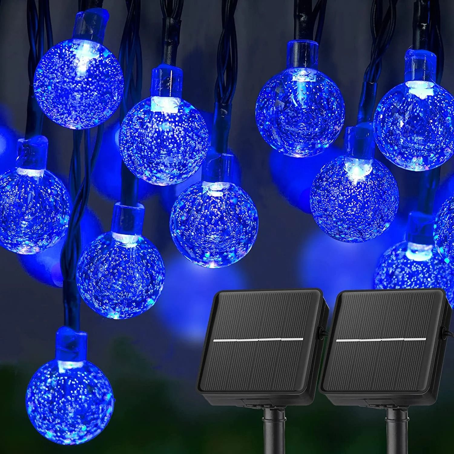60 LED Solar Crystal Globe String Lights Outdoor Waterproof
