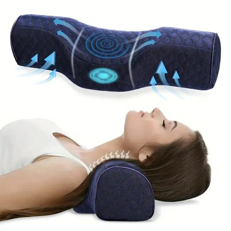 Cervical Memory Foam Neck Relief Pillow with Breathable Washable Cover