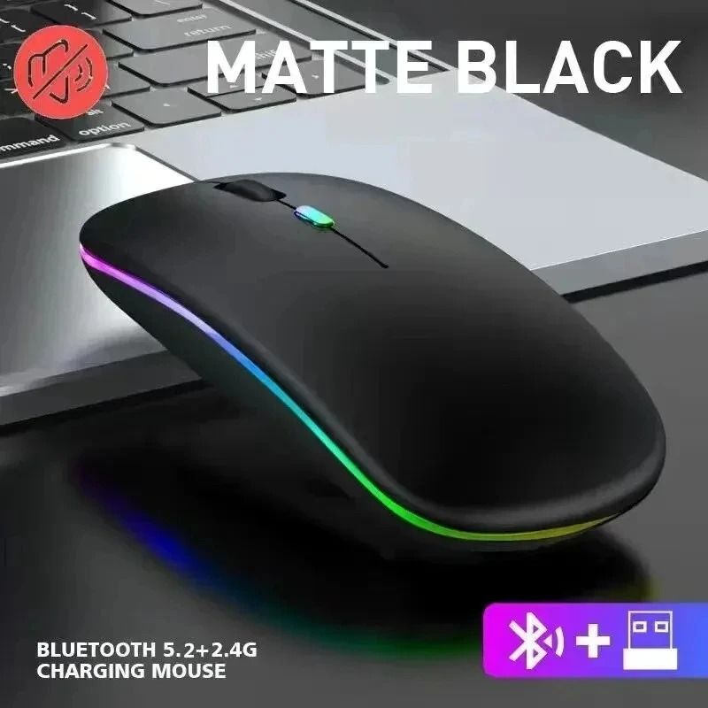 Rechargeable Silent Wireless Mouse with LED Backlit and Dual Mode