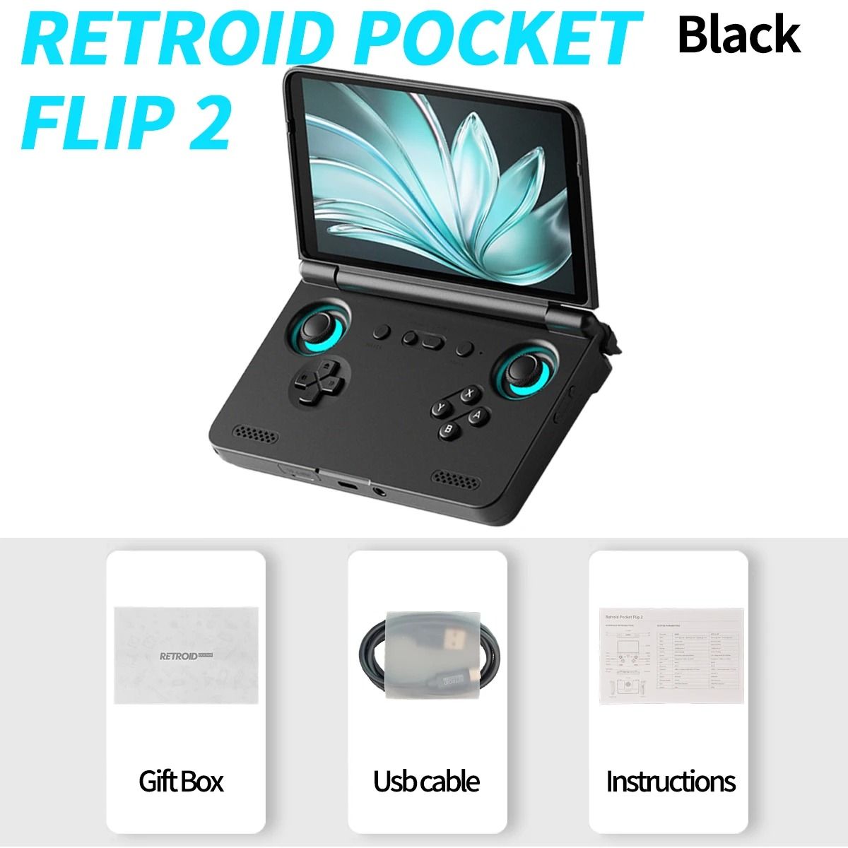 Retroid Pocket Flip 2 Retro Handheld Game Console with Android 13 and 5.5 Inch AMOLED Display