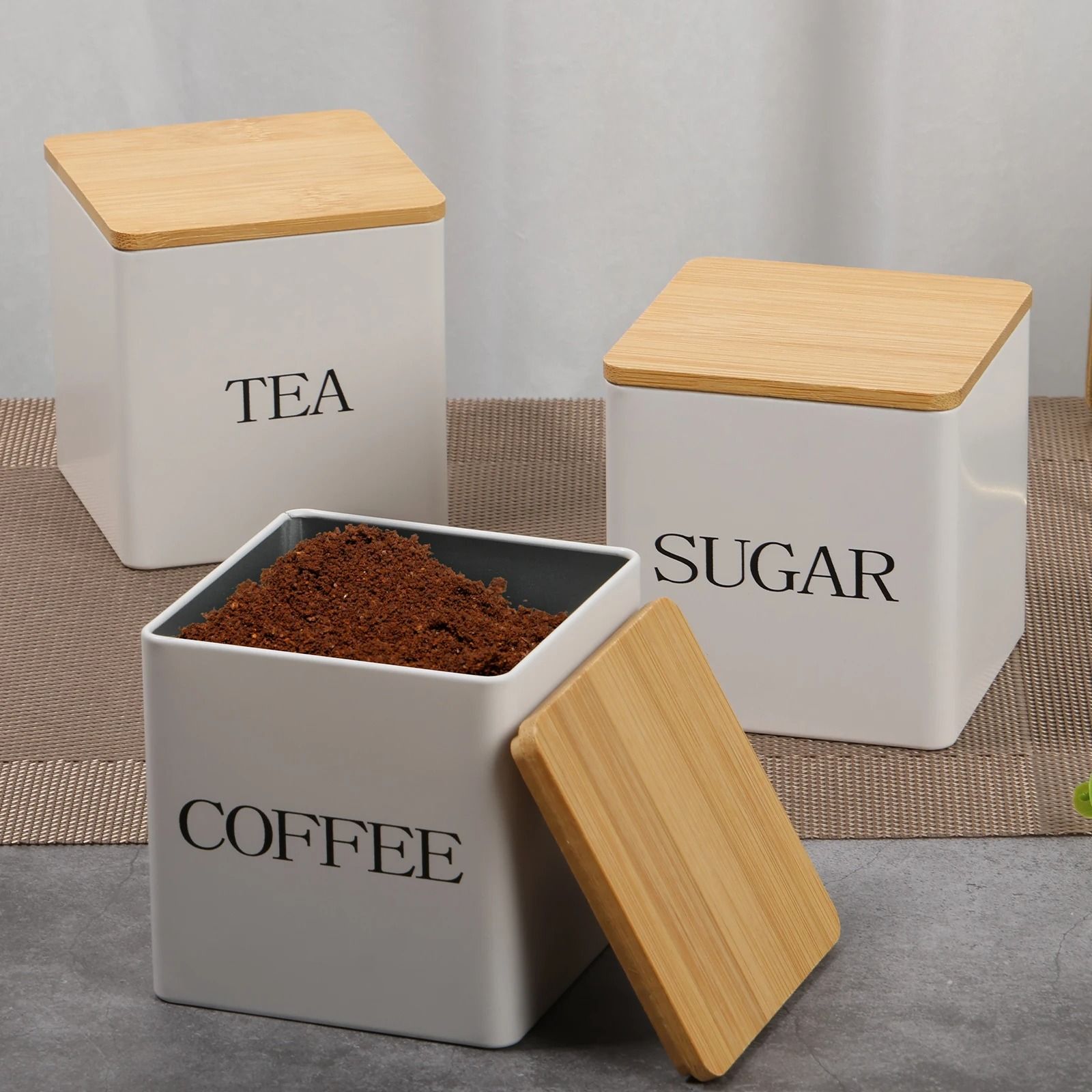 3 pcs Coffee Bean Storage Canisters Vacuum Sealed Jars