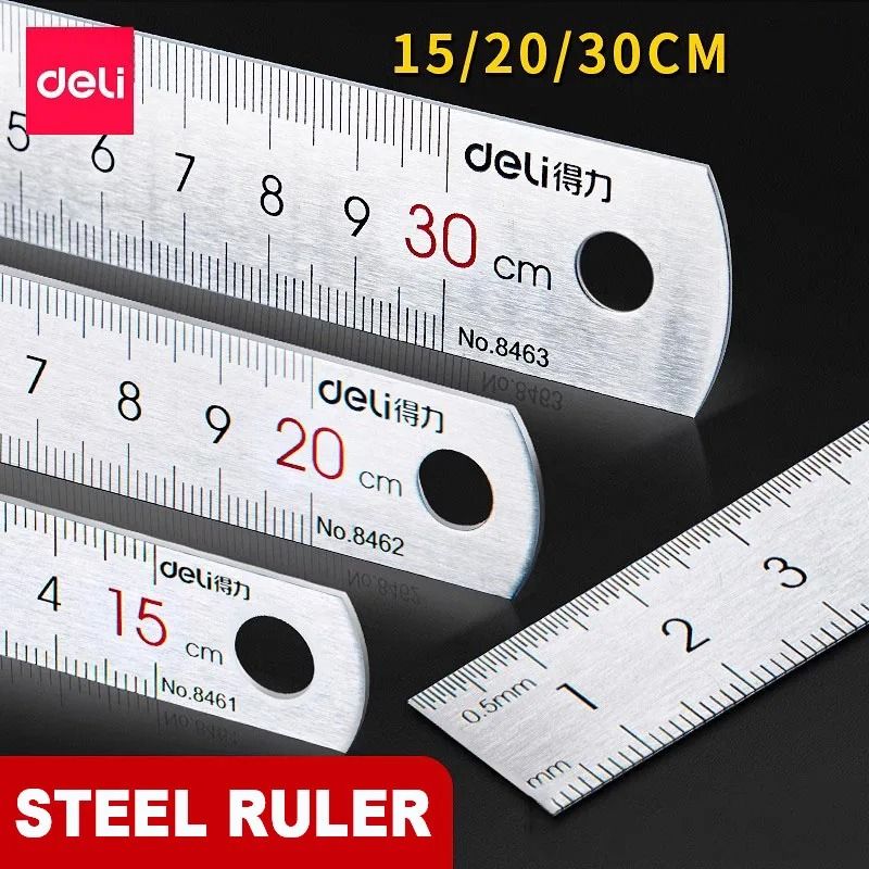 Deli Stainless Steel Ruler Straight Edge Measuring Tool | Inspire Uplift