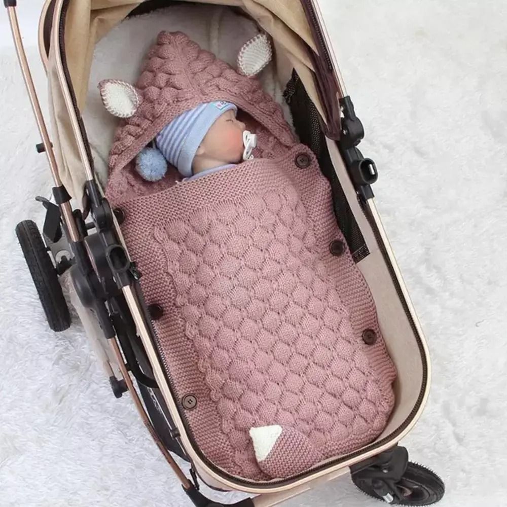 Baby Winter Swaddle Wrap Blanket Knitted Toddler Infant Envelope For Newborn