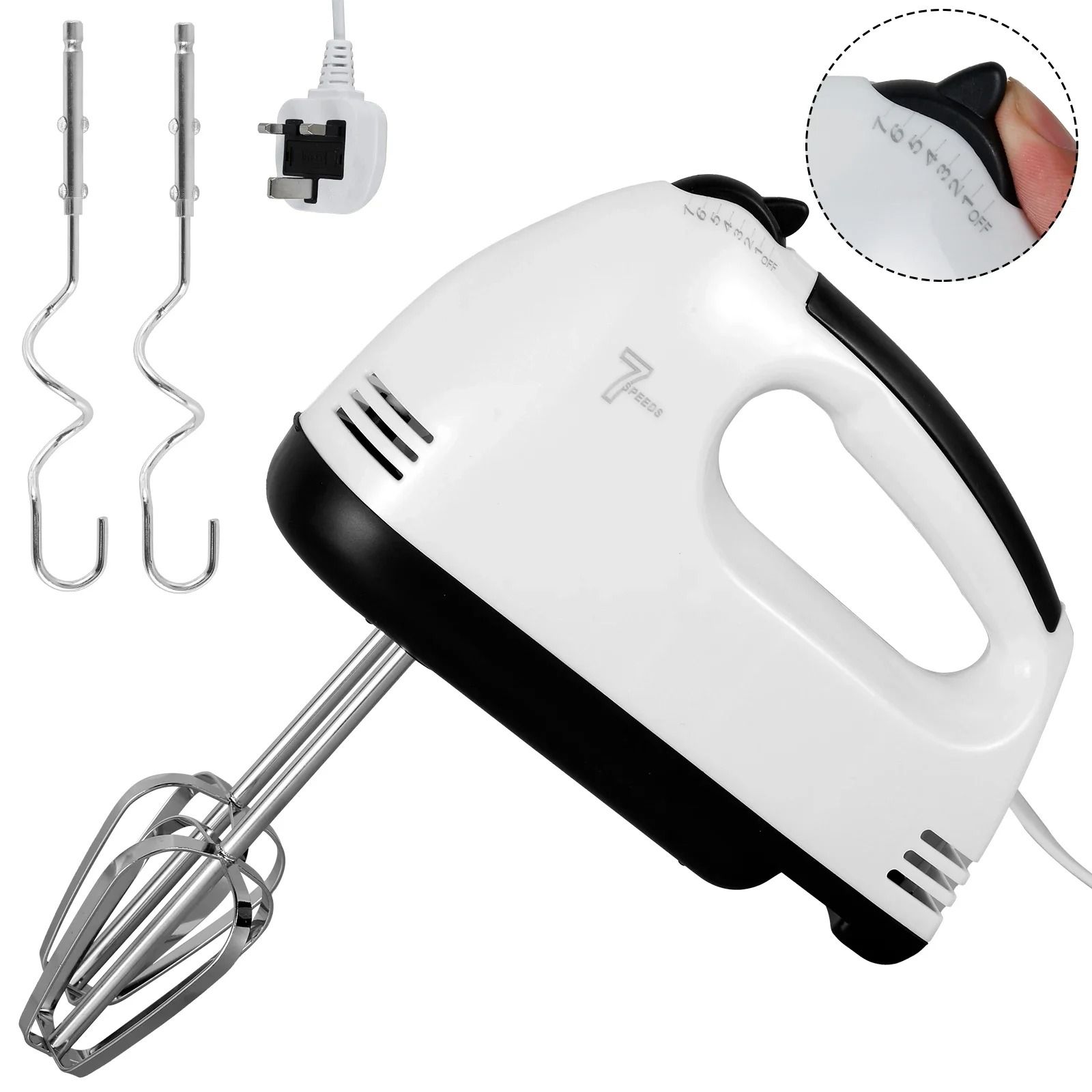 7 Speed Electric Mixer Household Handheld Food Blender and Dough Mixer