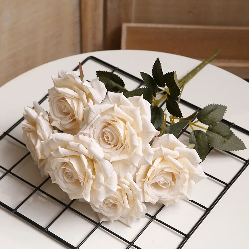 Artificial High End Silk Multi Layer Rose Bouquet Fake Pink Red Flower Decor
