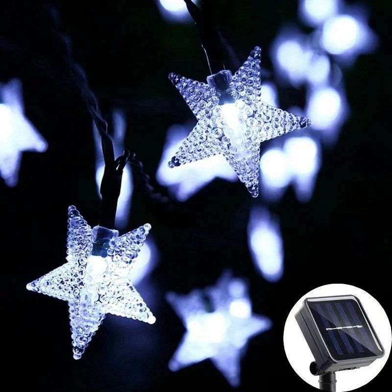 LED Solar Star String Lights Outdoor Waterproof Solar Powered Fairy Lights for Patio Garden Yard Porch Decor