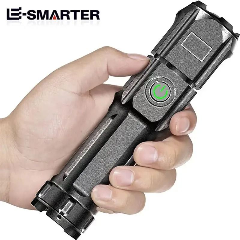 Rechargeable USB Waterproof Zoom Tactical Flashlight 100000 Lumen for Fishing Hunting Camping