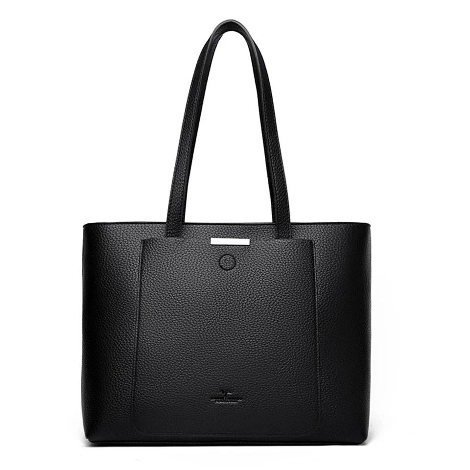 Luxurious Soft PU Leather Womens Large Handbag Shoulder Tote Shopping Bag