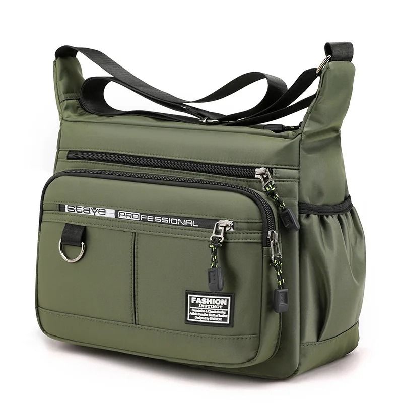 Oxford Shoulder Bag Large Capacity Mens Casual Multi-layer Pocket Crossbody Messenger Bag