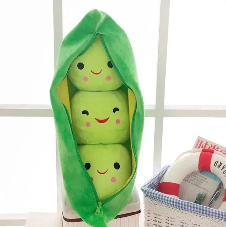 Plush Pea Pod Toy for Kids 25cm Soft Plant Pillow Gift
