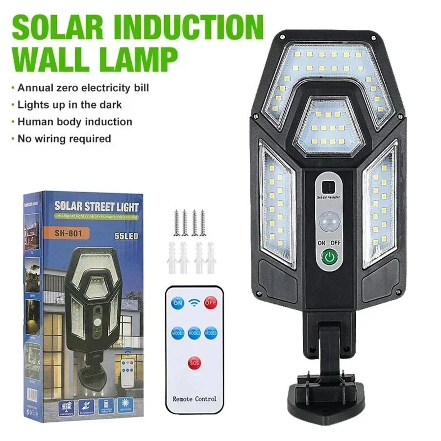 Outdoor Solar Powered LED Wall Lamp with Motion Sensor