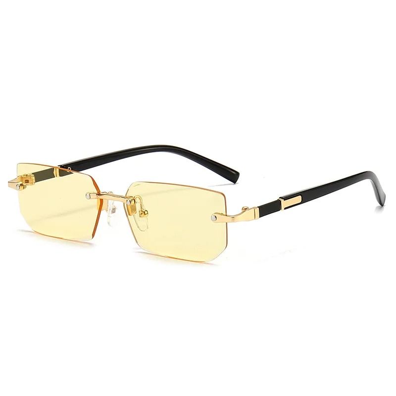 Rimless Rectangle Sunglasses For Women And Men Small Square Fashion Shades