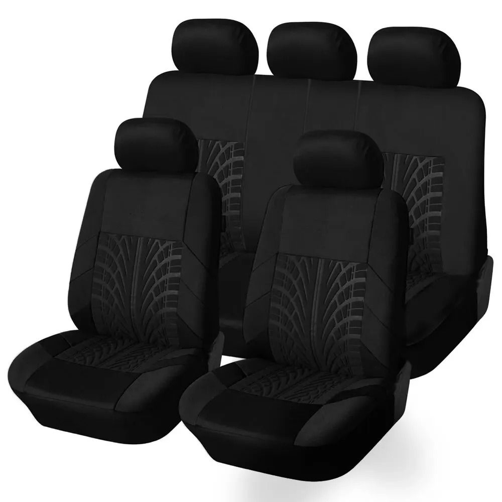 Car Seat Covers Full Set Front Split Rear Bench Universal Cloth SUV Sedan Van Interior Covers