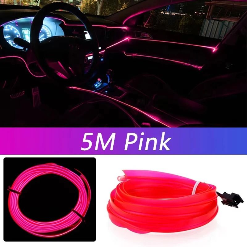 5M Car Interior LED Strip Light Neon Ambient USB Light