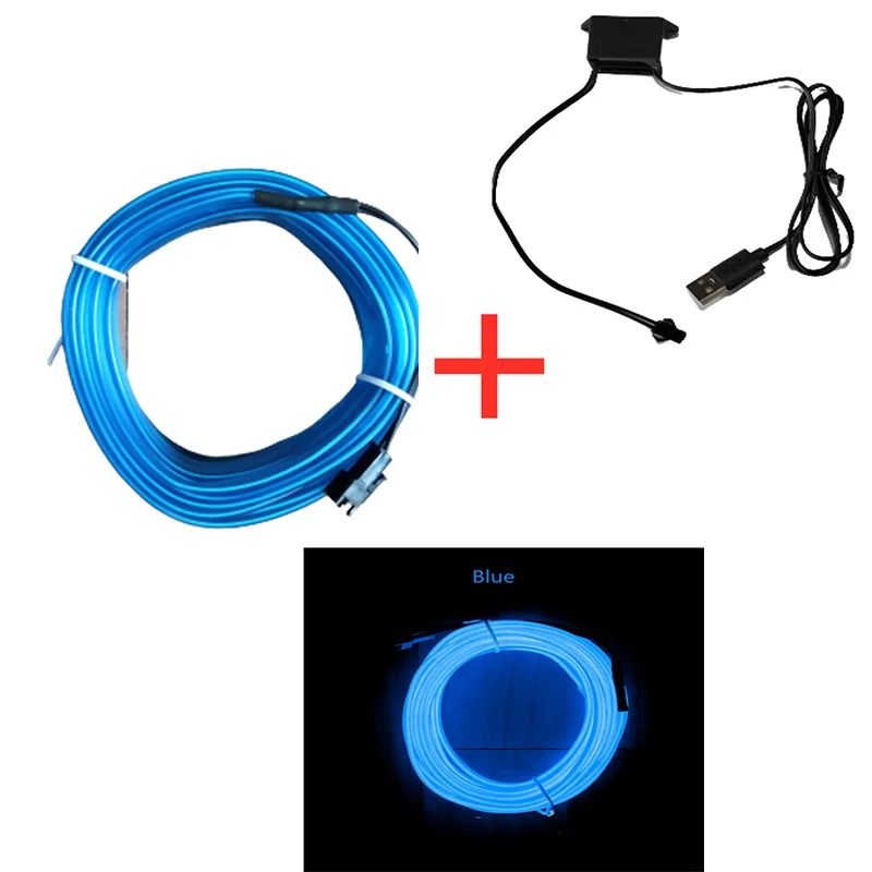 Car Interior LED Neon Strip Ambient Light USB Flexible Lighting
