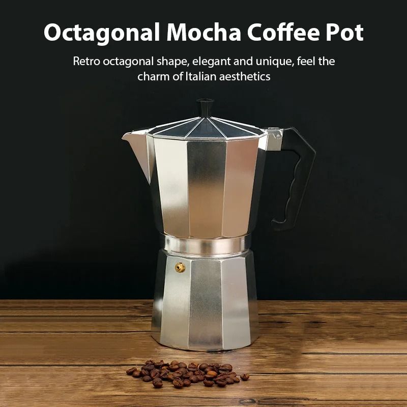 Aluminum Italian Octagonal Moka Coffee Pot Stove Top Espress | Inspire ...