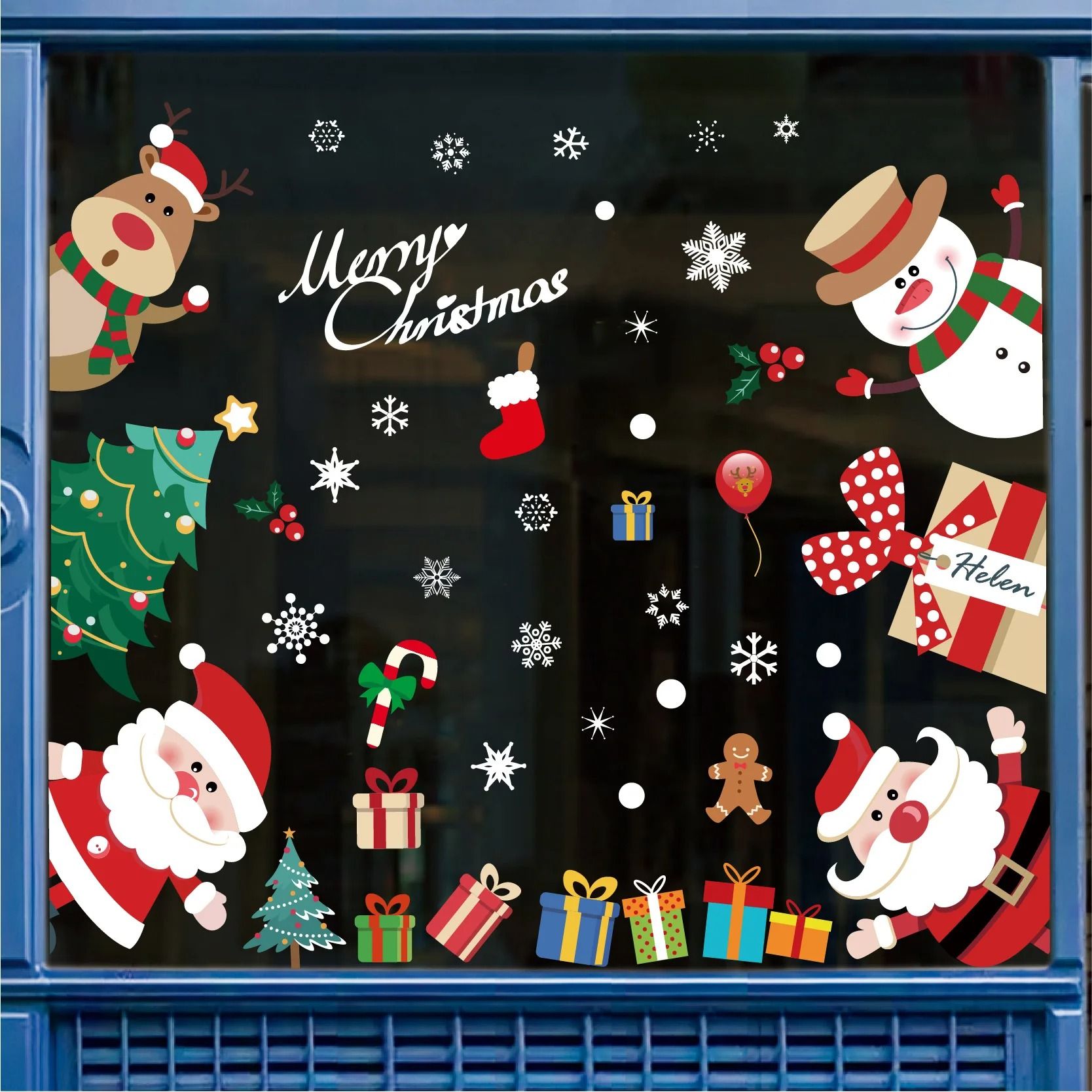Christmas Snowflake Window Flowers PVC Electrostatic Stickers for Glass Reusable Winter Decoration Set
