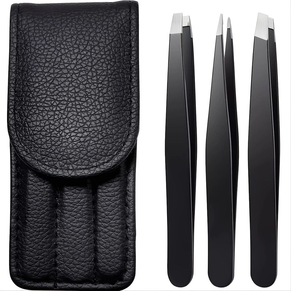 Premium Stainless Steel Tweezers Set 3-4 pcs Precision Sharp Tip for Eyebrow Facial and Ingrown Hair Removal