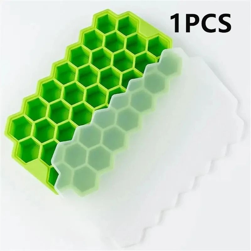 Large Capacity Silicone Ice Trays Mold Reusable Honeycomb Ice Cube Maker Food Grade Ice Maker with Lids Popsicle Mould I