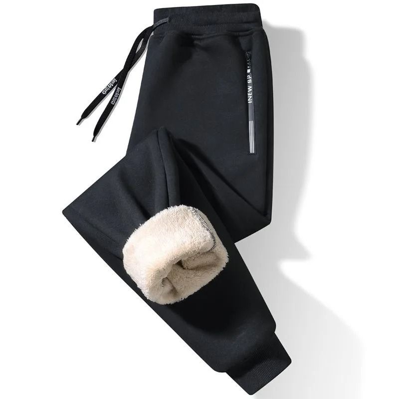 Thick Fleece Warm Mens Casual Loose Sports Pants for Winter Comfort