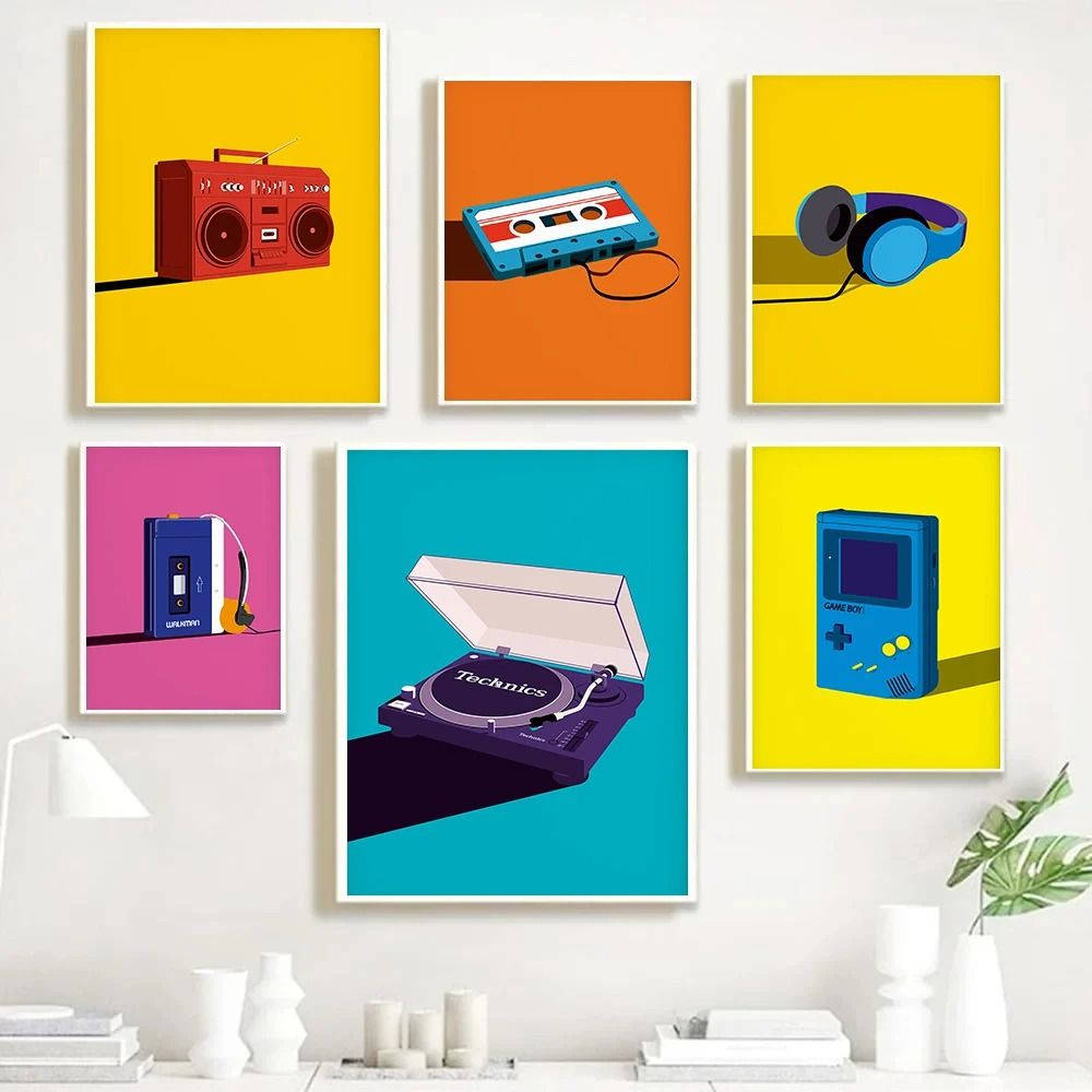 Pop Art Retro 80s Cassette Tape Music Canvas Vintage Wall De | Inspire ...