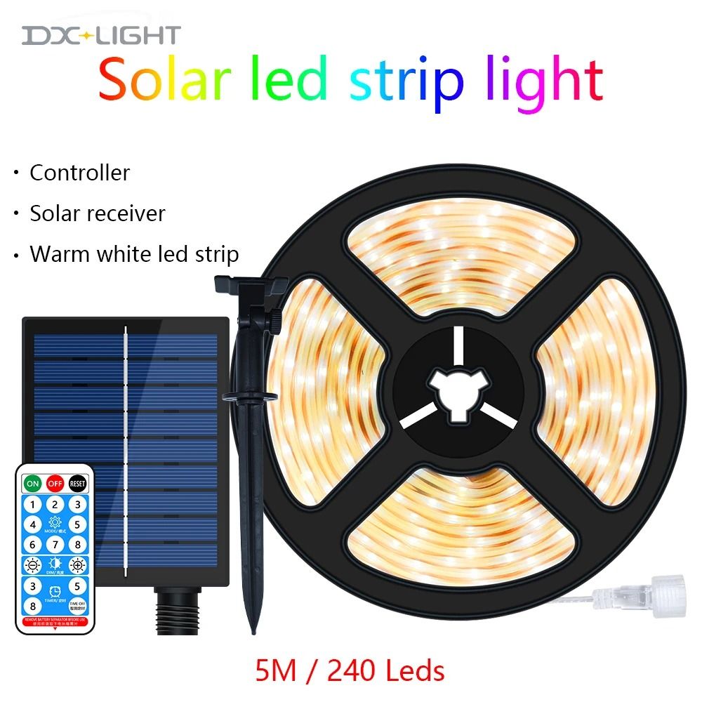 5050 RGB Solar Strip Outdoor LED Color Decorative String Light for Garden and Home
