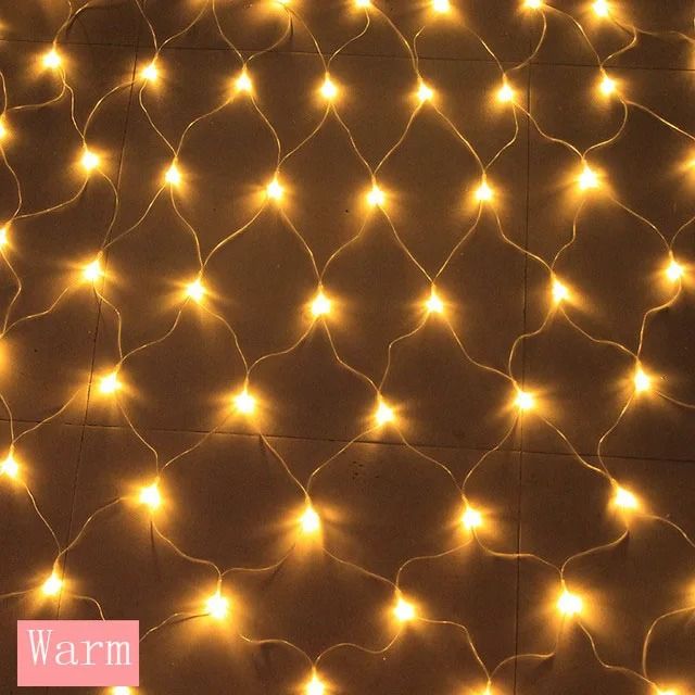 Solar Curtain Fairy Net Lights 3x2m Outdoor String Mesh for Garden and Party