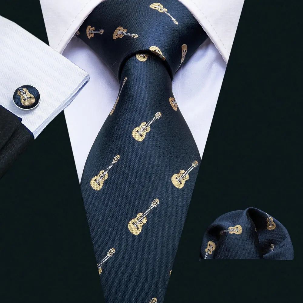 Purple Silk Bat Pattern Men Tie Set with Pocket Square and Cufflinks