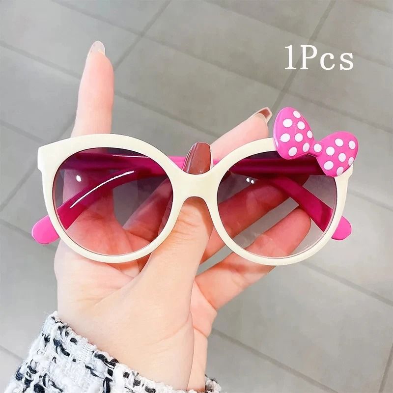 Kids Bow Decor Big Frame Sunglasses Outdoor Party Vacation Travel Glasses