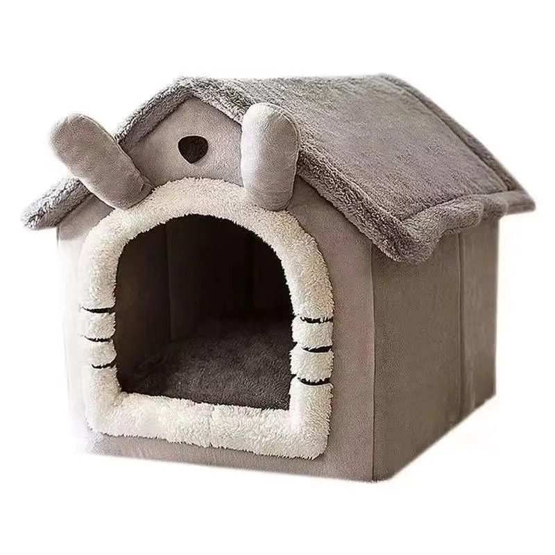 Indoor Warm Dog House Soft Pet Bed Tent with Removable Cushion