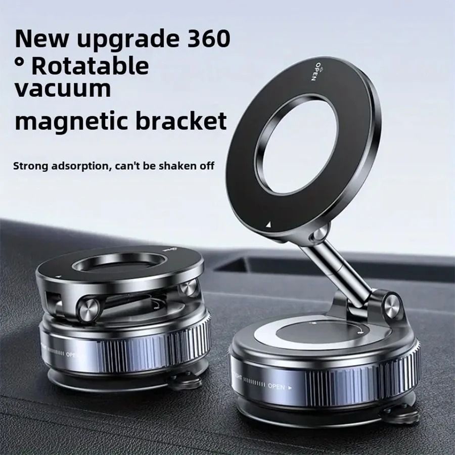 Upgraded Aluminum Alloy Vacuum Magnetic Car Phone Holder With 360 Degree Rotation And Foldable Design