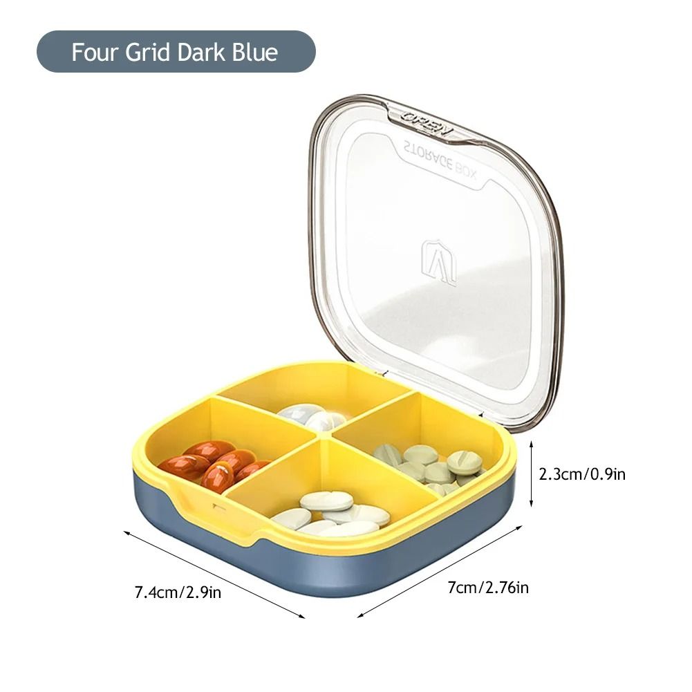 Portable Pill Storage Box with 4 or 6 Grid Compartments for Travel and Daily Use