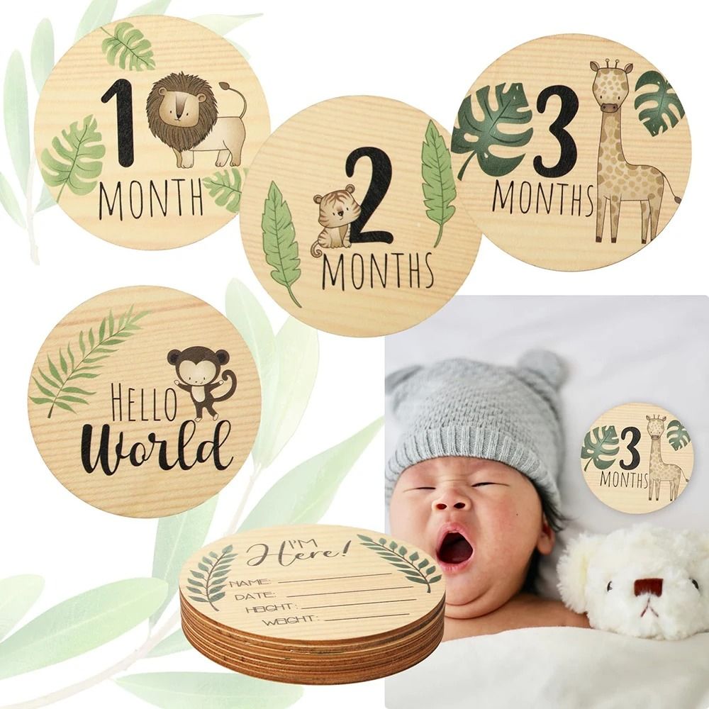 Newborn Wooden Monthly Milestone Cards Photography Props Set | Inspire ...