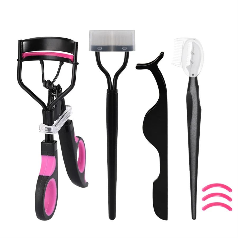 Eyelash Curler and Brow Grooming Set Dual Color Handle with Lash Assistant Tools