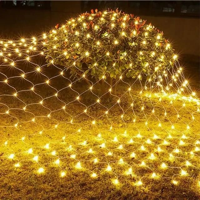 Halloween Purple LED Net Mesh Fairy Light Garland for Windows and Party Decorations