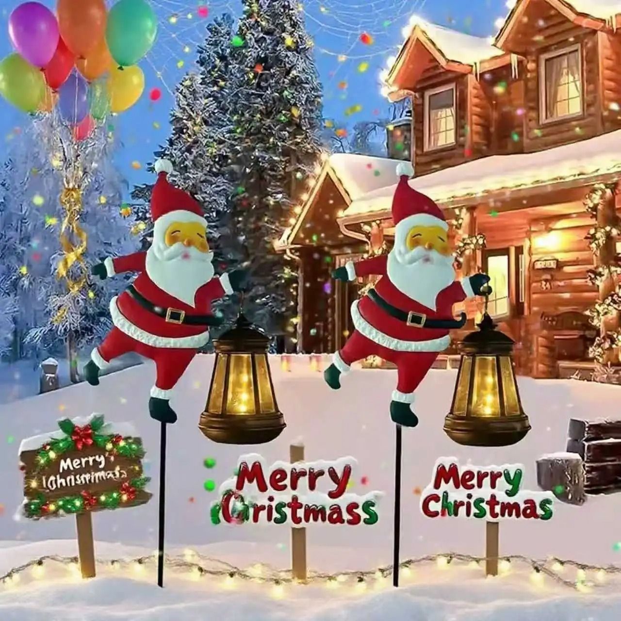 Solar Santa Claus Kettle Light for Christmas Garden and Lawn Decoration