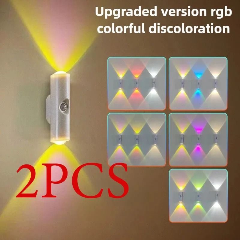 Smart RGB Gradient Night Light Magnetic Motion Sensor Rechargeable Wall Lamp