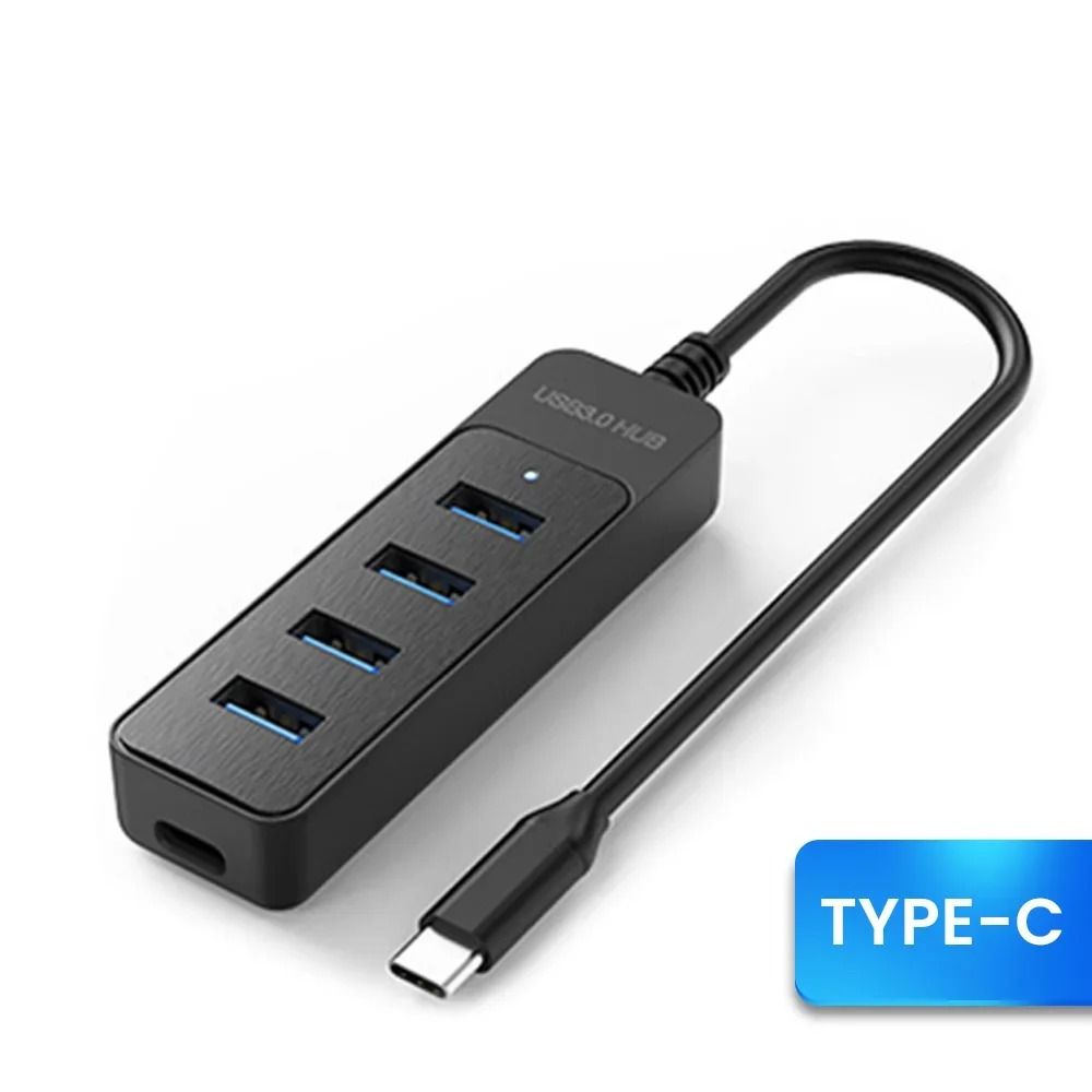 Multi-Port USB 3.0 Power Adapter Hub with USB-C and 4 USB Ports