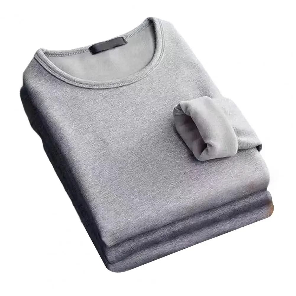 Mens Long-Sleeve Thermal Fleece Bottoming Shirt Winter Warm T-Shirt