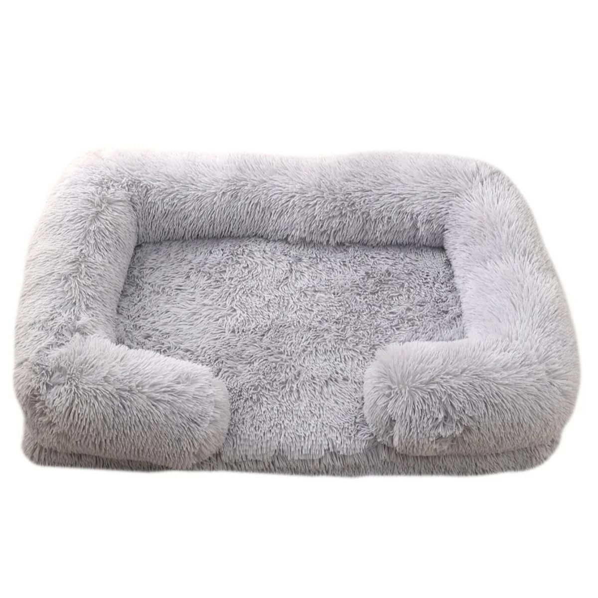 Square Plush Dog Bed Thickened Winter Pet Bed with Removable Mat