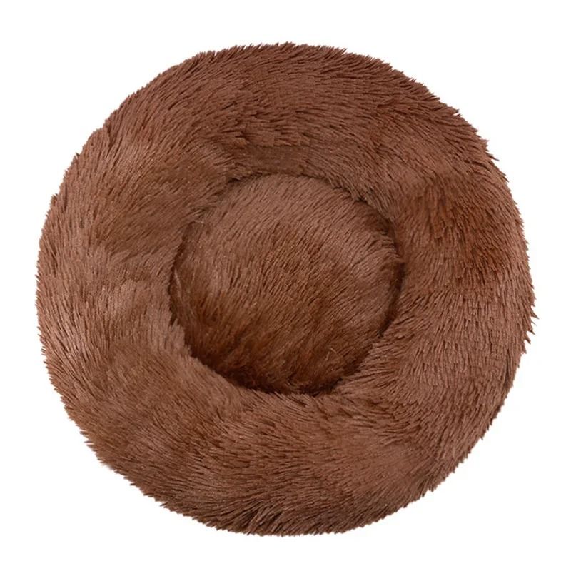 Round Plush Pet Bed for Dogs and Cats Winter Warm Sleeping Cushion