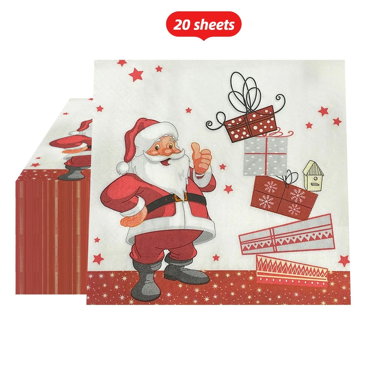 Christmas Party Napkins Santa Claus Holiday Table Decorations Disposable Dinner Napkins