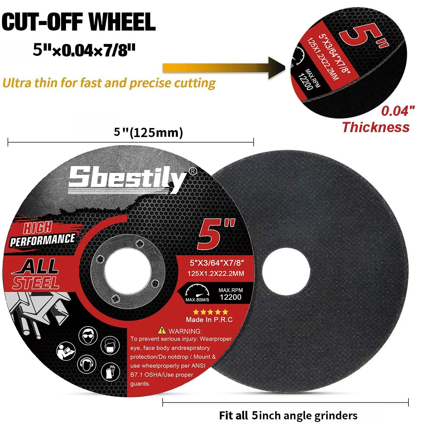 5 Inch Ultra Thin Cut Off Wheel for Angle Grinder Metal Cutting Disc 125mm Resin Bond Blade