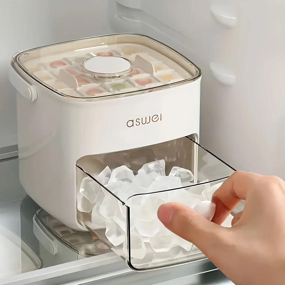 48 Compartment Ice Cube Maker Storage Box with Handle