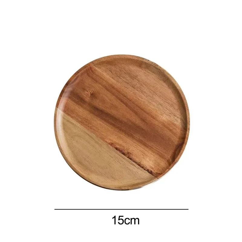 Wooden Round Serving Platter Tray Made from Natural Acacia Wood