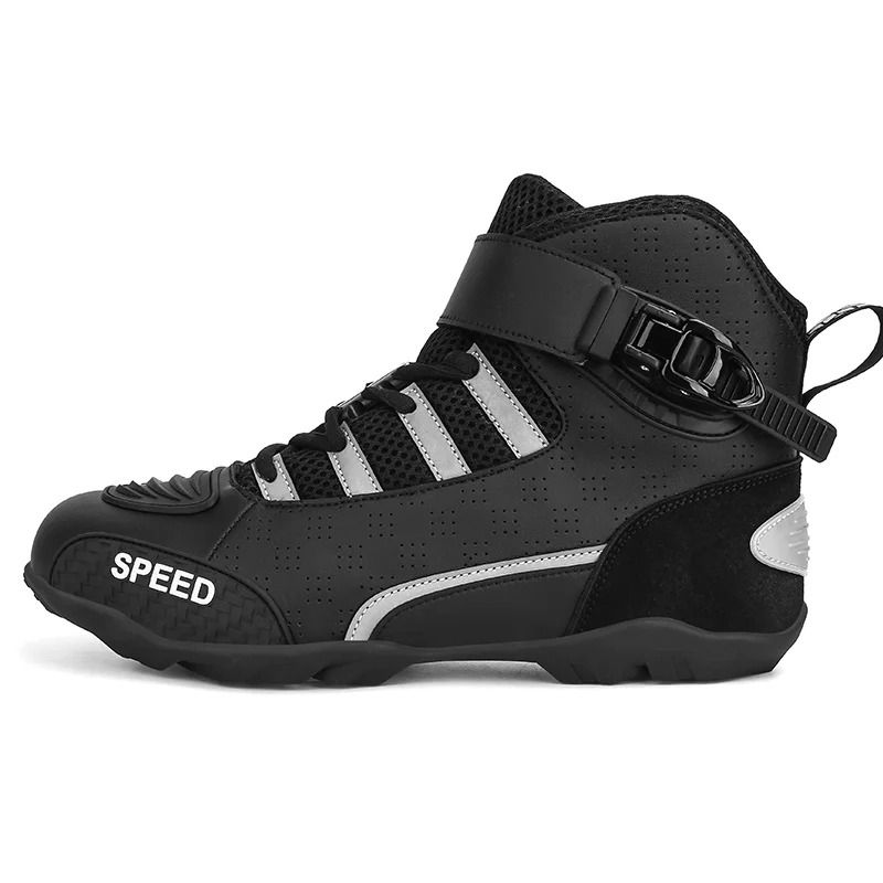 Mens Motorcycle Boots Leather Anti Slip Racing Ankle Riding Footwear