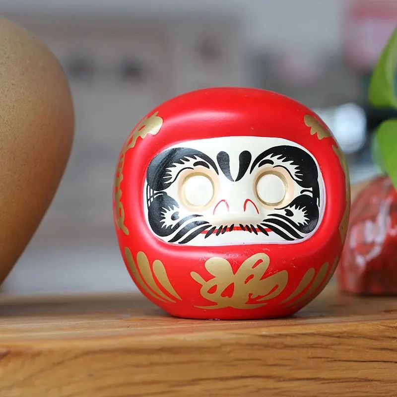 Japanese Ceramic Daruma Lucky Cat Fortune Money Box Ornament