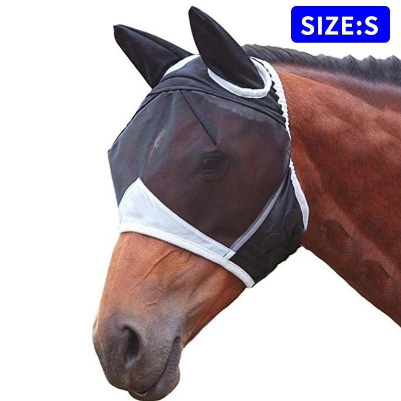 Fine Mesh Horse Fly Mask with Ears UV Protection for Equine Care