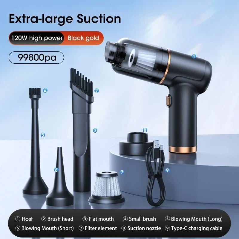 Wireless Handheld Car Vacuum Cleaner with Blowing and Suction Function